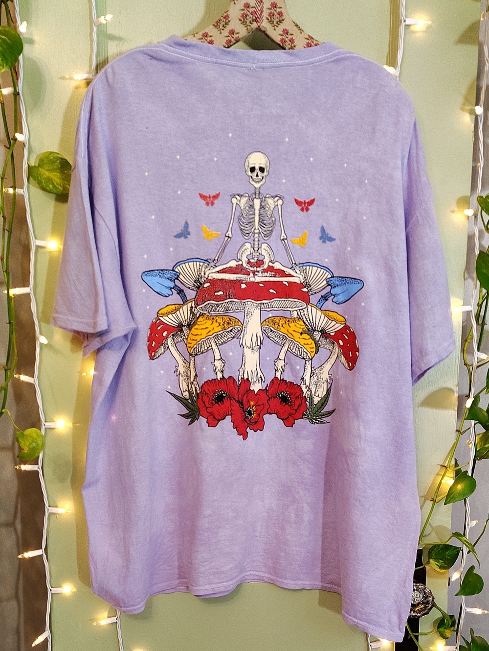Women's Call Your Mother Violet Lilac Skeleton Mushroom Zen Tye Dye XL